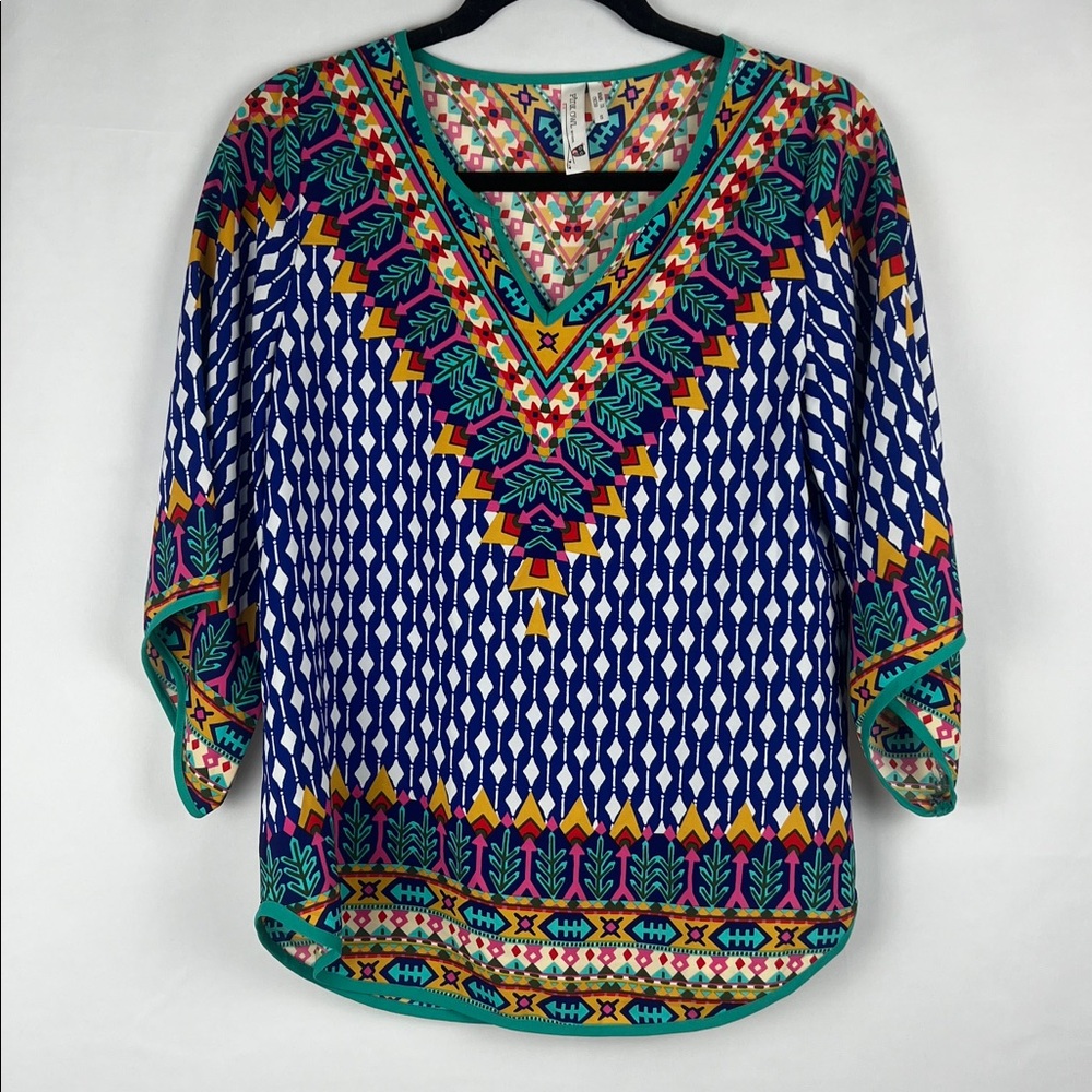 Pink Owl Multicolor Geometric Blouse